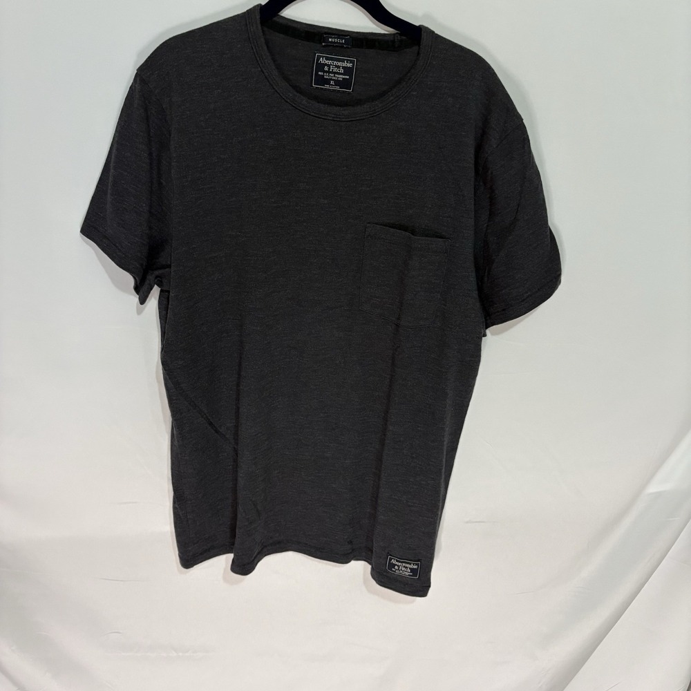 Abercrombie & Fitch Mens XL Dark Grey Muscle Pocket T-Shirt Slim Fit